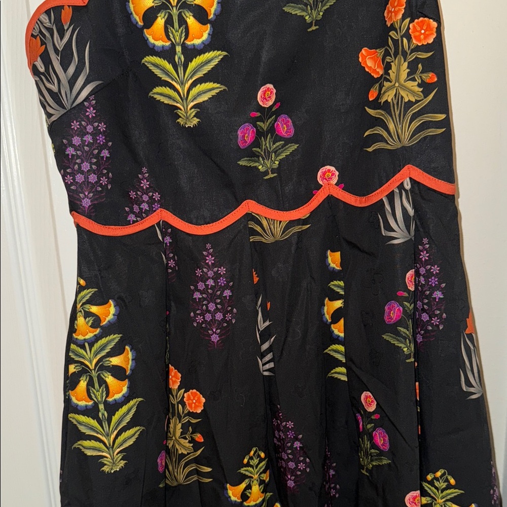 Entro Black Dress with Orange and Pink Floral Accents - Picture 3 of 3